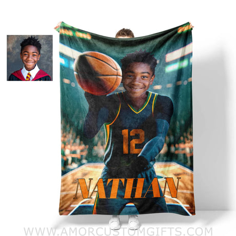 Personalized Nba Utah Basketball Boy Jazz Photo Blanket Blankets