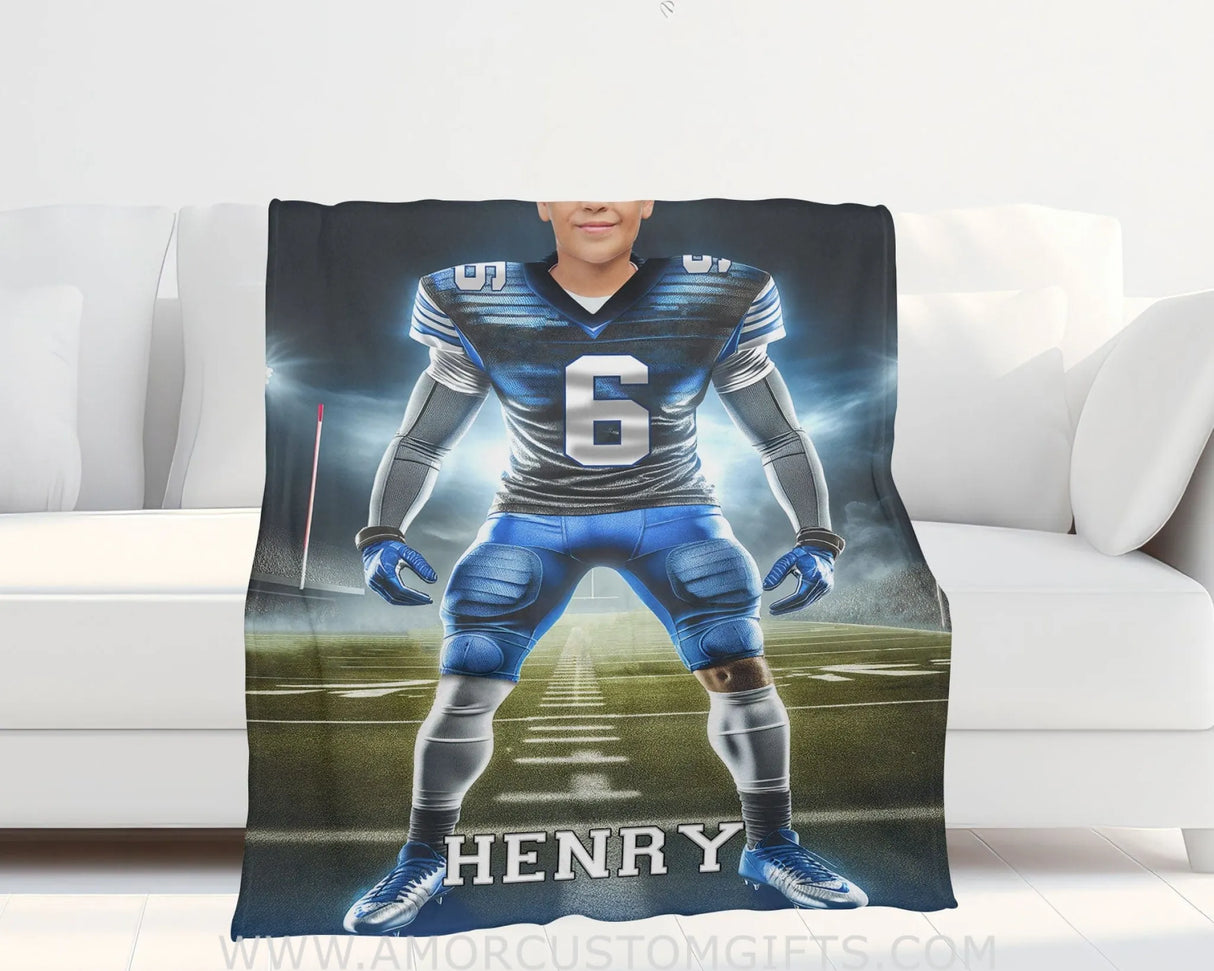Blankets Personalized NCAA Air Force Football Boy Falcons Photo Blanket | Custom Name & Face Boy Blanket