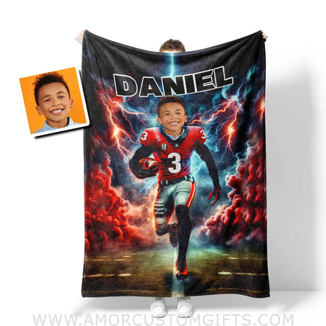Blankets Personalized NCAA Georgia Football Boy Bulldogs Photo Blanket | Custom Name & Face Boy Blanket