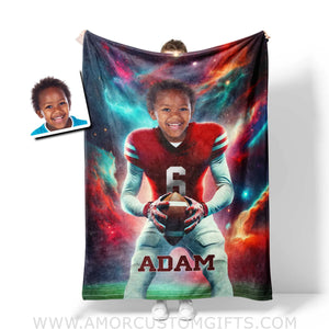Blankets Personalized NCAA Houston Football Boy Cougars Photo Blanket | Custom Name & Face Boy Blanket