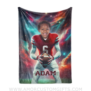 Blankets Personalized NCAA Houston Football Boy Cougars Photo Blanket | Custom Name & Face Boy Blanket
