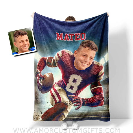 Blankets Personalized NCAA Indiana Football Boy Hoosiers Photo Blanket | Custom Name & Face Boy Blanket