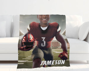 Blankets Personalized NCAA Louisville Football Boy Cardinals Photo Blanket | Custom Name & Face Boy Blanket