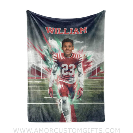 Blankets Personalized NCAA Nebraska Football Boy Cornhuskers Photo Blanket | Custom Name & Face Boy Blanket