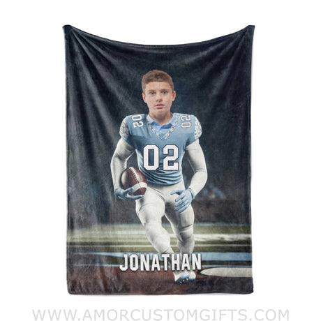 Blankets Personalized NCAA North Carolina Football Boy Photo Blanket | Custom Name & Face Boy Blanket
