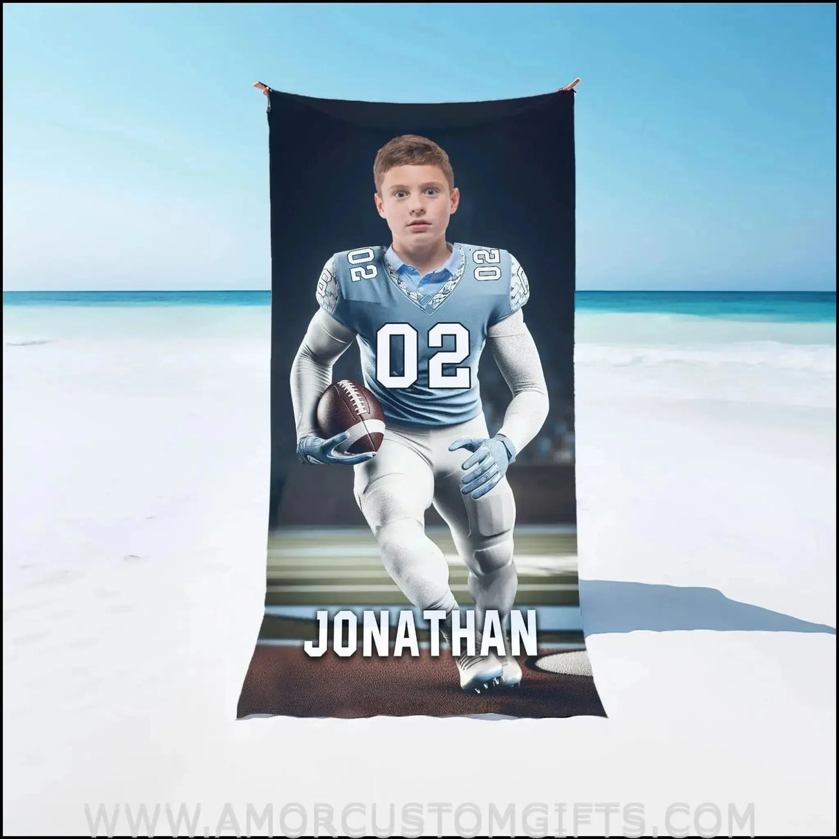 Towels Personalized NCAA North Carolina Football Boy Tar Heels Photo Beach Towel