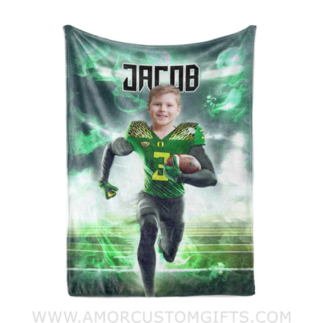 Blankets Personalized NCAA Oregon Football Boy Ducks Photo Blanket | Custom Name & Face Boy Blanket