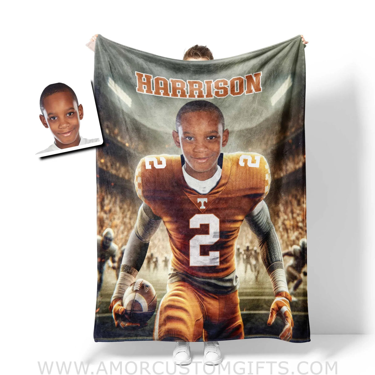 Blankets Personalized NCAA Tennessee Football Boy Volunteers Photo Blanket | Custom Name & Face Boy Blanket