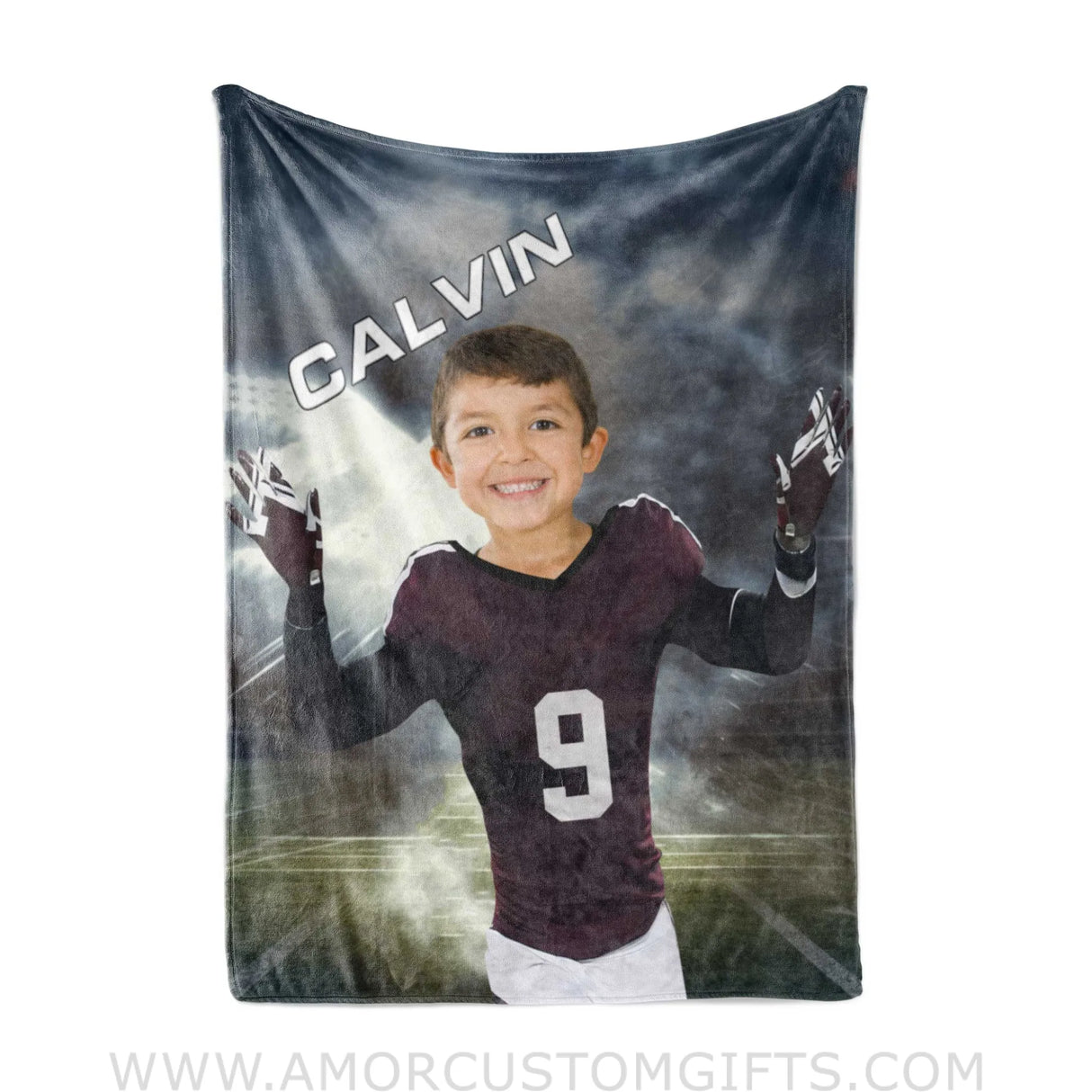 Blankets Personalized NCAA Texas Football Boy A&M Aggies Photo Blanket | Custom Name & Face Boy Blanket