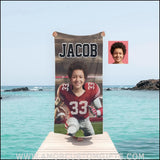 Towels Personalized NCAA Wisconsin Football Boy Badgers Photo Beach Towel