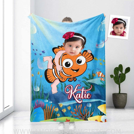 Blankets Personalized Nemo Swimming Blanket | Custom Girl Nemo Blanket