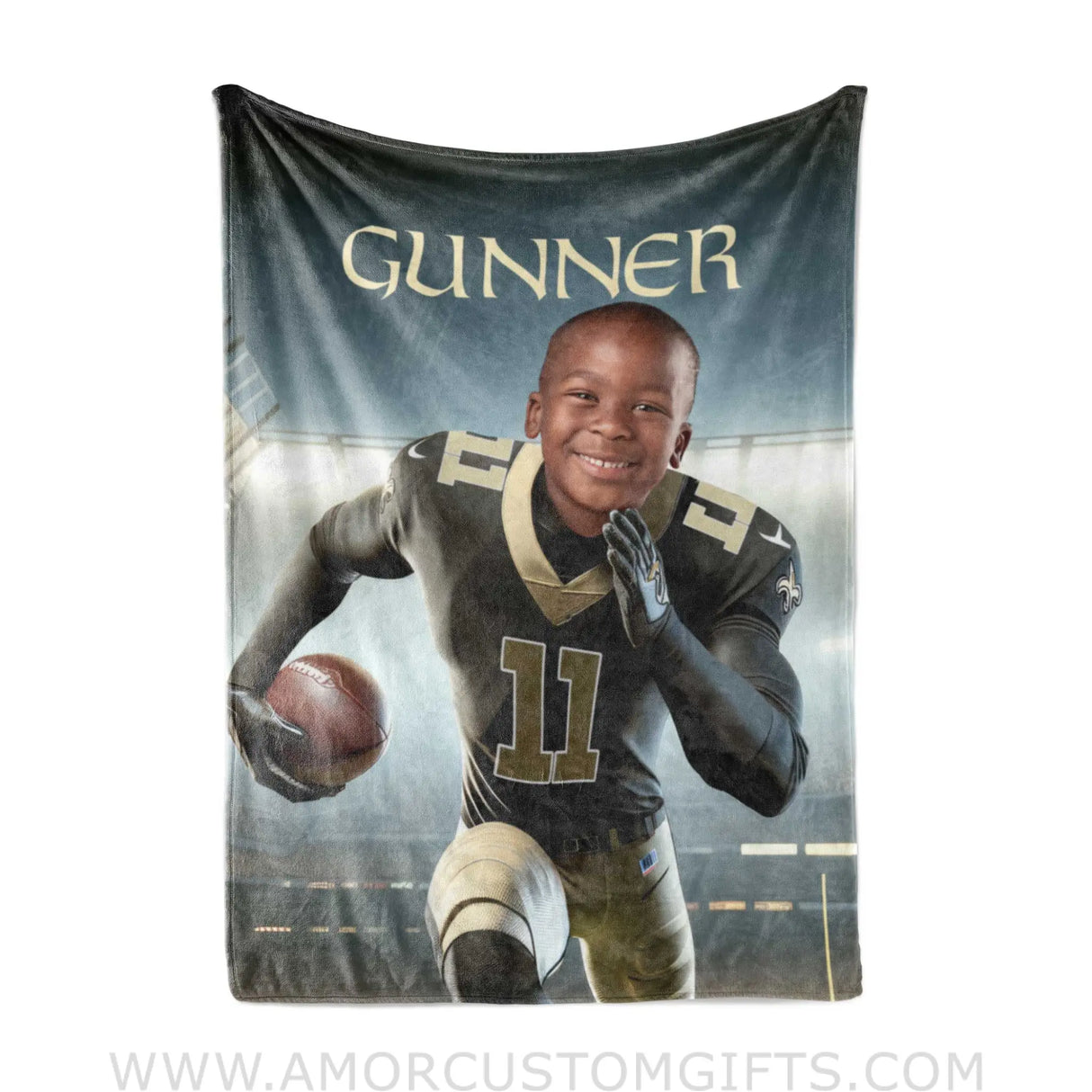 Blankets Personalized New Orleans Football Boy Saints Photo Blanket | Custom Name & Face Boy Blanket