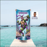 Towels Personalized Ninja Boy Purple Photo Beach Towel | Customized Name & Face Bandana Don In Washington DC Boy Towel