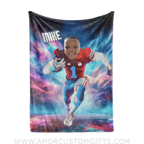 Blankets Personalized Ohio State Football Boy Buckeyes Photo Blanket | Custom Name & Face Boy Blanket