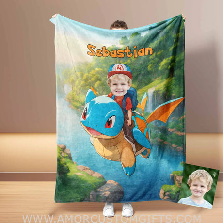 Blankets Personalized PK School Boy Blanket | Custom Face & Name Blanket For Boys