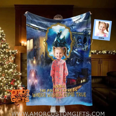 Blankets Personalized Polar Express Hero Girl Blanket | Custom Name & Face Hero Girl Blanket
