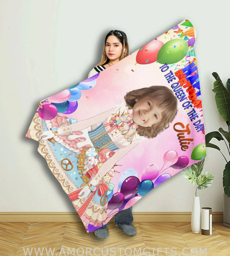 Blankets Personalized Princess Birthday Blanket | Custom Girl Blanket