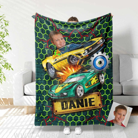 Blankets Personalized Racing Car Boy Blanket | Custom Vehicle Boy Blanket