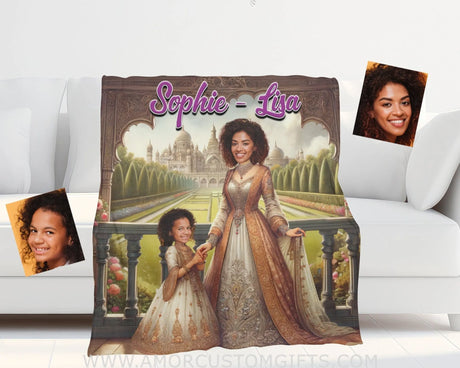 Blankets Personalized Royal Mother Daughter 3 Blanket | Custom Face & Name Mom Daughter Blanket