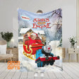 Blankets Personalized Santa's Little Engine Boy Blanket | Custom Face & Name Christmas Boys Blanket