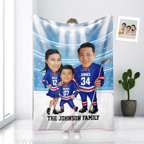Blankets Personalized SC Hockey Family Blanket | Custom Photo & Name Boy Footballer Blanket,  Customized Blanket