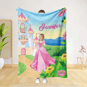 Blankets Personalized Sleeping Beauty Princess Blanket | Custom Face & Name Girl Princess Aurora Blanket