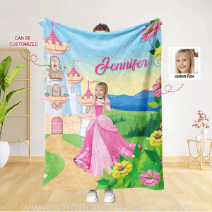 Blankets Personalized Sleeping Beauty Princess Blanket | Custom Face & Name Girl Princess Aurora Blanket