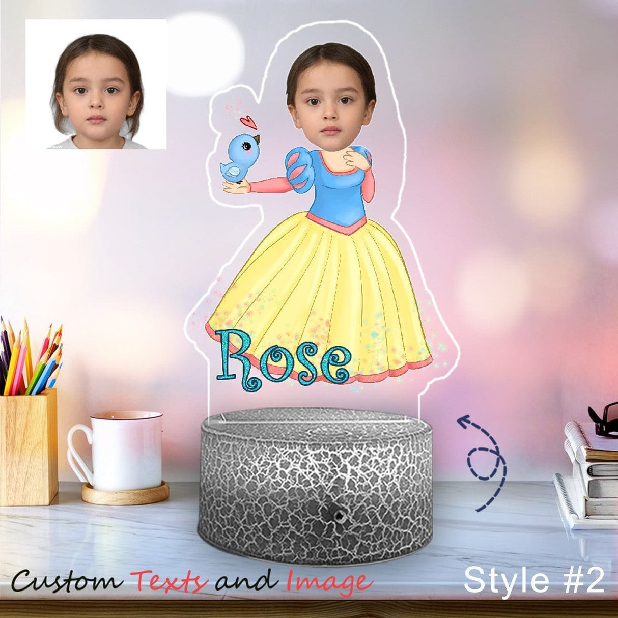 Personalized Snow White Night Lights - Snow White Nightlight Acrylic Table LED Lamp For Kids, Teens Gifts