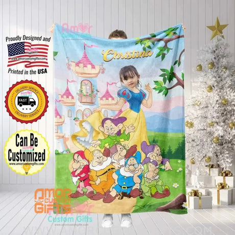 Blankets Personalized Snow White Princess Blanket | Custom Face & Name Girl Princess Blanket,  Customized Blanket