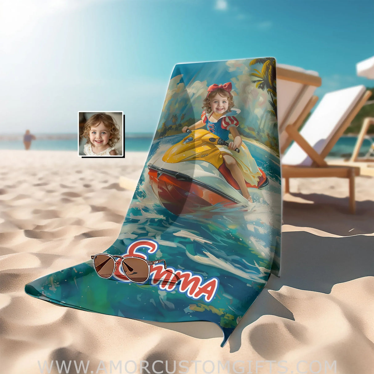 Personalized Snow White Surfing Summer Beach Towel Towels