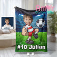 Blankets Personalized Soccer Boy Blanket , Boys Football Photo Blanket