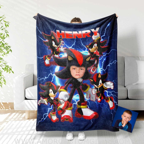 Blankets Personalized Sonic Halloween Boy Blanket | Custom Face & Name Boy Blanket