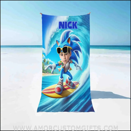 Towels Personalized Sonic The Hedgehog Surfing Beach Towel