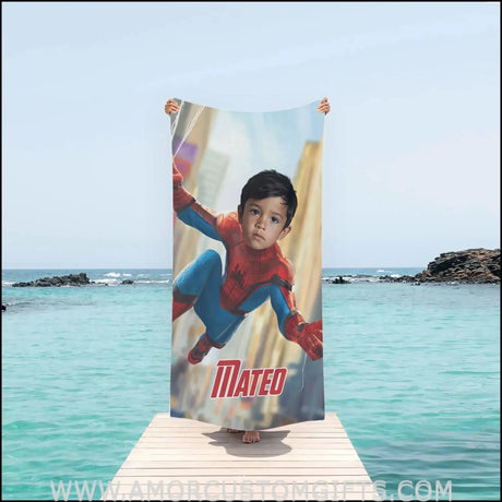 Towels Personalized Spider Boy Beach Towel | Customized Superhero Theme Pool Towel