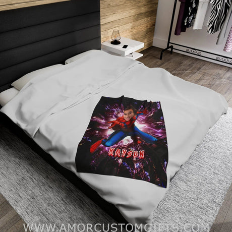 Blankets Personalized Spider Man In City Blanket | Custom Spiderm