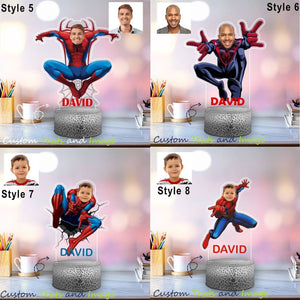 Personalized Spider Man Night Lights - Spider Man Acrylic Table LED Lamp For Kids, Teens Gifts