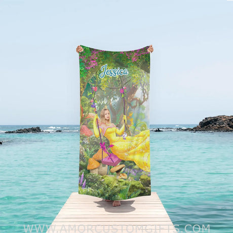Towels Personalized Summer Bell Princess Beach Towel
