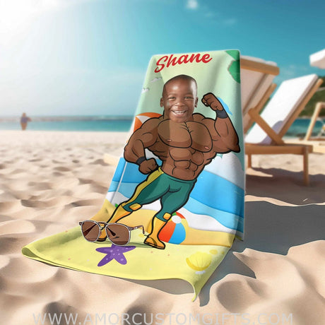 Towels Personalized Summer Body Builder 2 Beach Towel