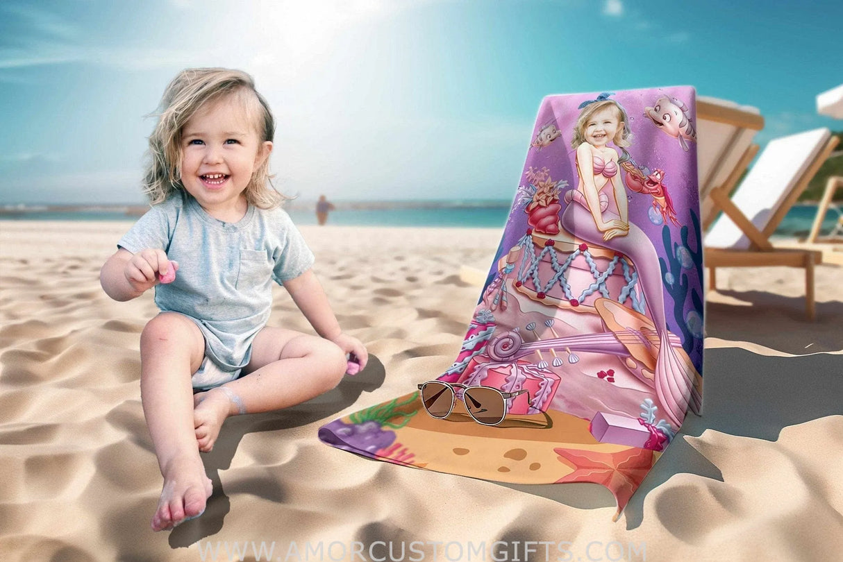 Towels Personalized Summer Fairy Tales Mermaid Princess Beach Towel
