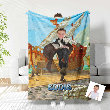 Blankets Personalized Summer Pirate 1 Blanket | Custom Boy Pirate Blanket