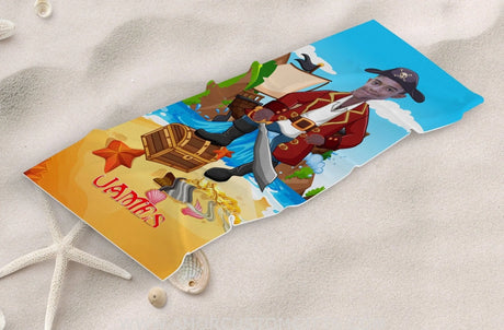 Towels Personalized Summer Pirate Character 2 On Beach Towel