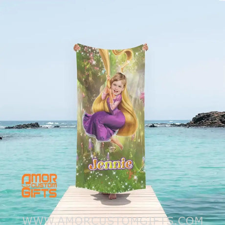 Towels Personalized Summer Rapunzel Princess Beach Towel
