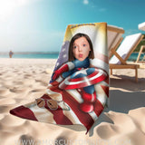 Towels Personalized Summer Superhero Captain Girl Beach Towel