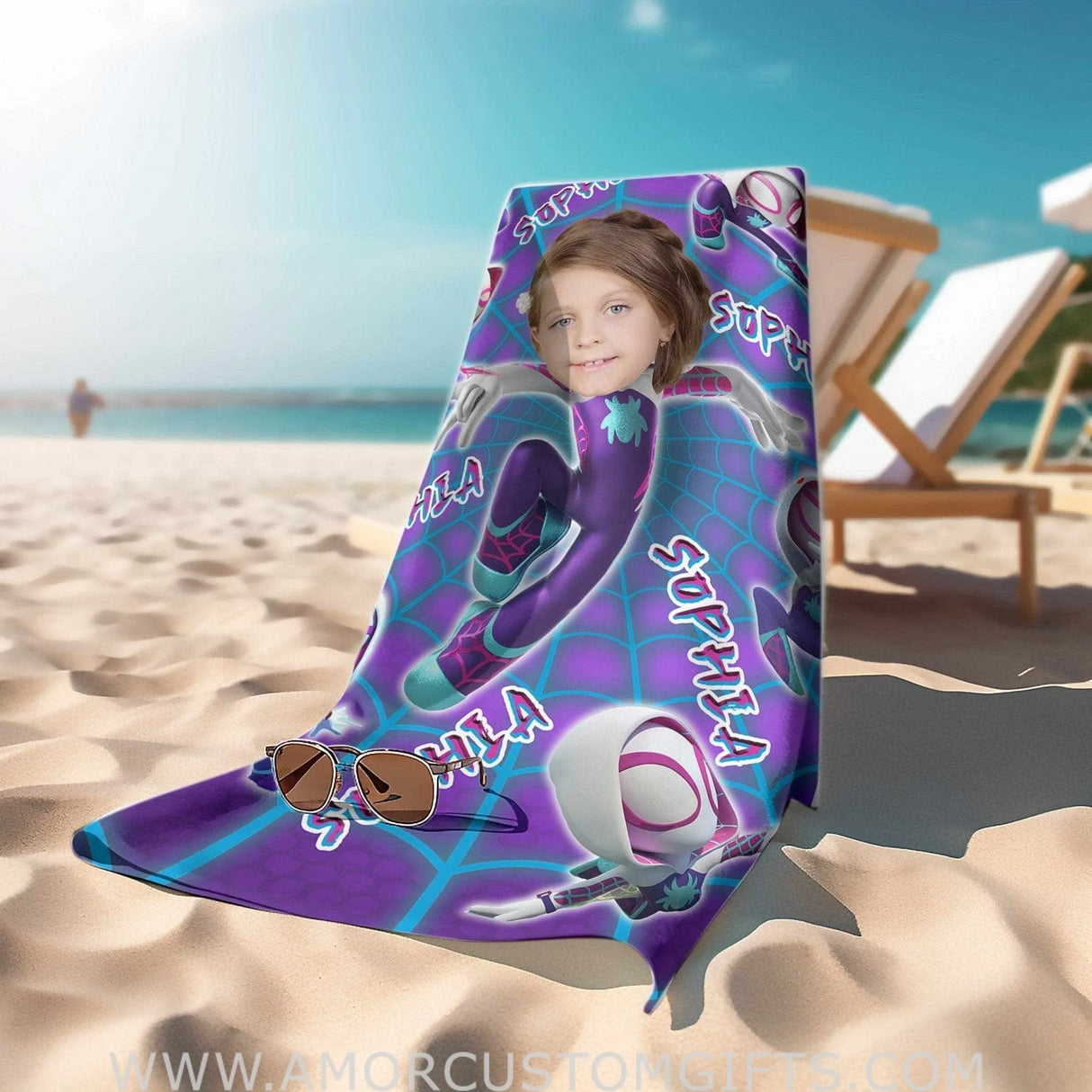 Towels Personalized Summer Superhero Girl Spider Gwen Beach Towel