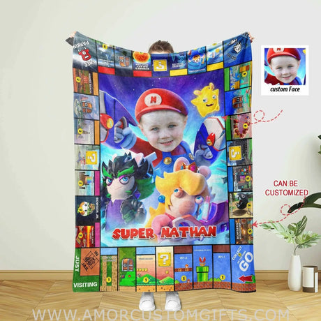 Blankets Personalized Super Mario Blanket | Custom Mario Boy Blanket