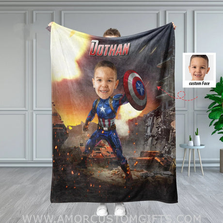 Blankets Personalized Superhero American Captain Blanket | Custom Boy Superhero Blanket,  Customized Blanket
