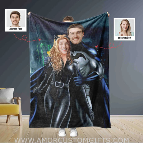 Blankets Personalized Superhero Bat Boy & Bat Girl Blanket | Custom Couple Superhero Blanket,  Customized Blanket