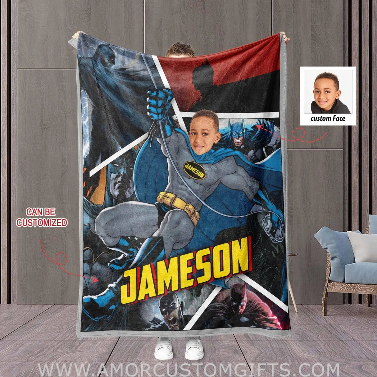 Blankets Personalized Superhero Blanket | Custom Bat Boy Hero Blanket