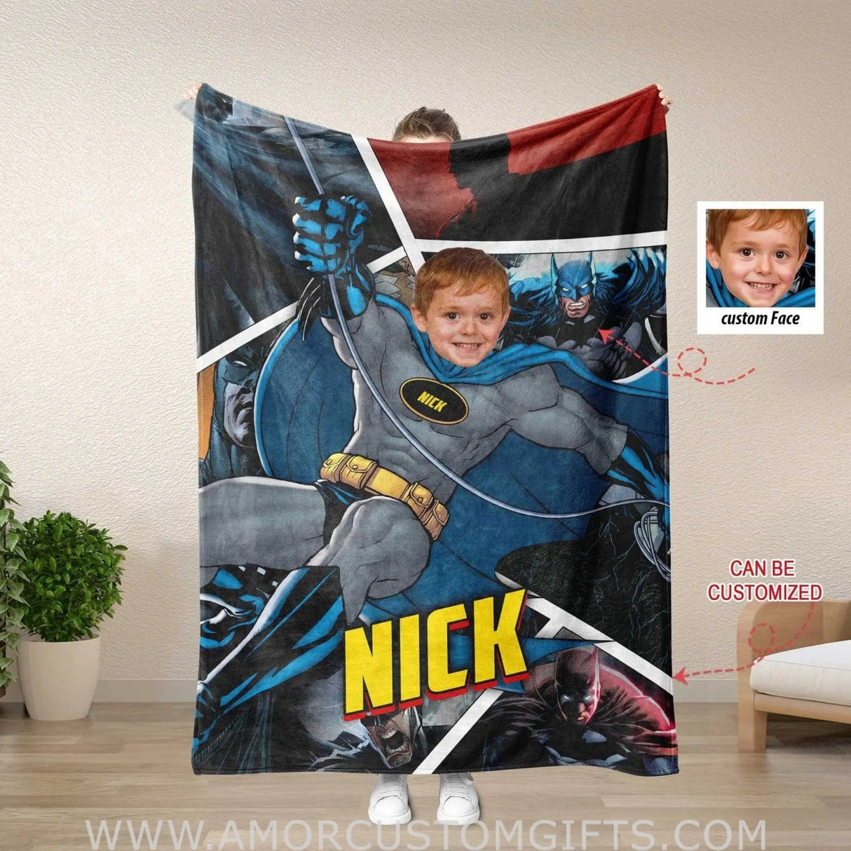 Blankets Personalized Superhero Blanket | Custom Bat Boy Hero Blanket