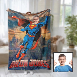 Blankets Personalized Superhero Blanket | Custom Face & Name Superhero Blanket